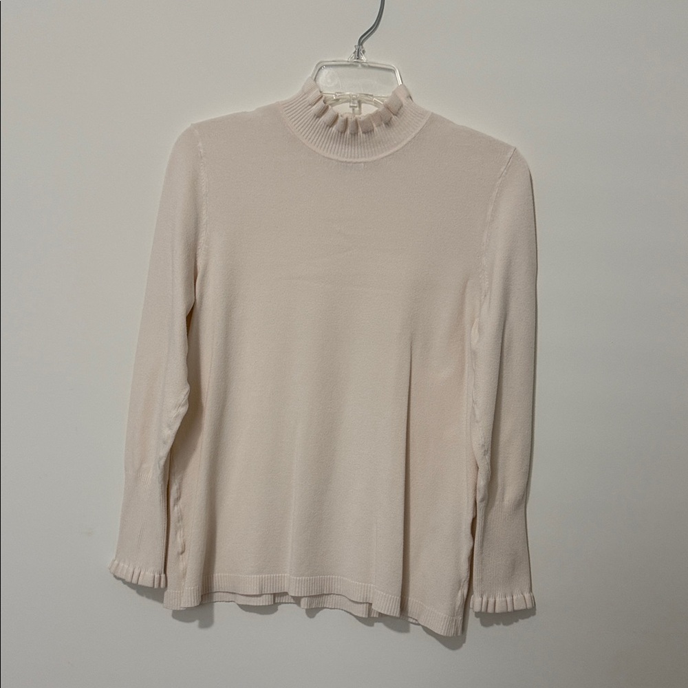 Chicos Ruffle Turtleneck Sweater in English Cream, size 2 (12)